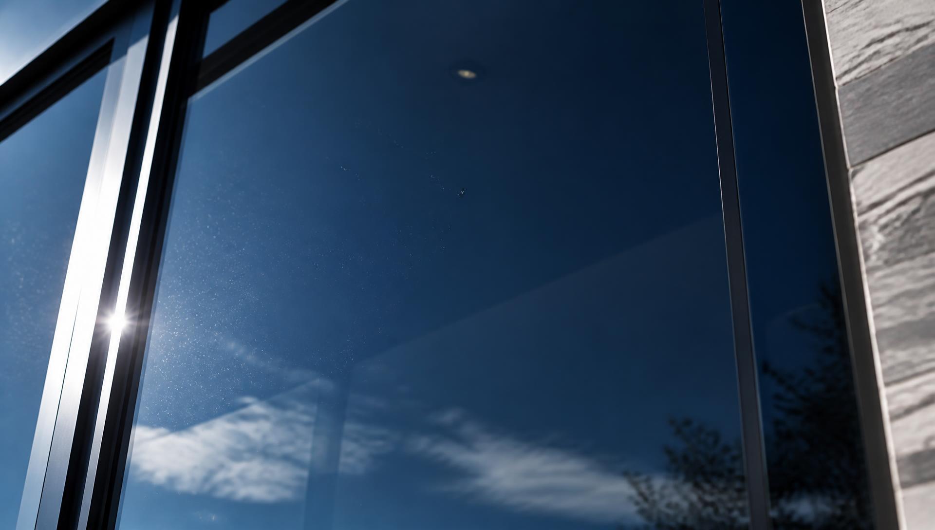 Spotless, freshly cleaned window glass on a luxury Houston home